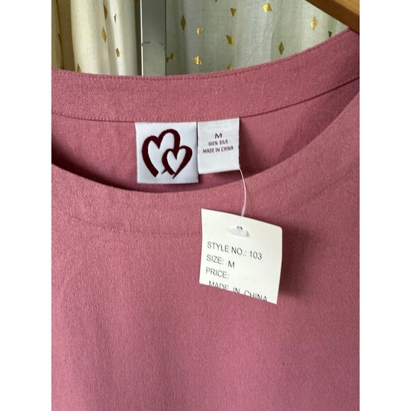 Two Hearts NWT Women's 100% Raw Silk Longline Lagenlook Midi Pockets Dress M - Picture 5 of 6